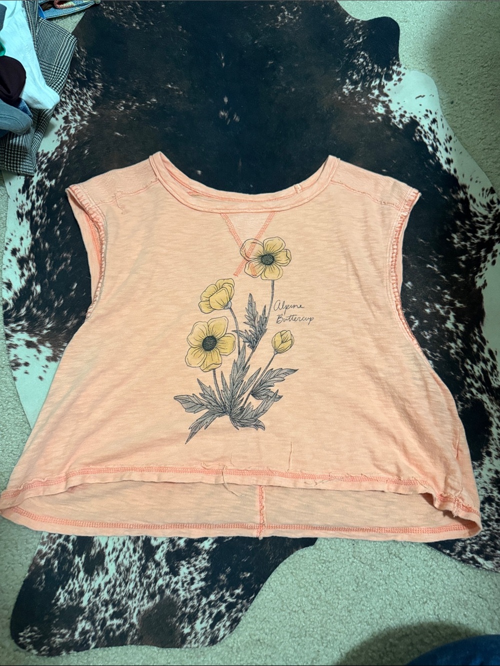Women’s Peach Floral Graphic Tank Top